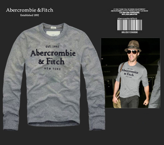 Abercrombie Fitch Hombres De Cuello Redondo Con Gente Fotos Largo Remera AF6116